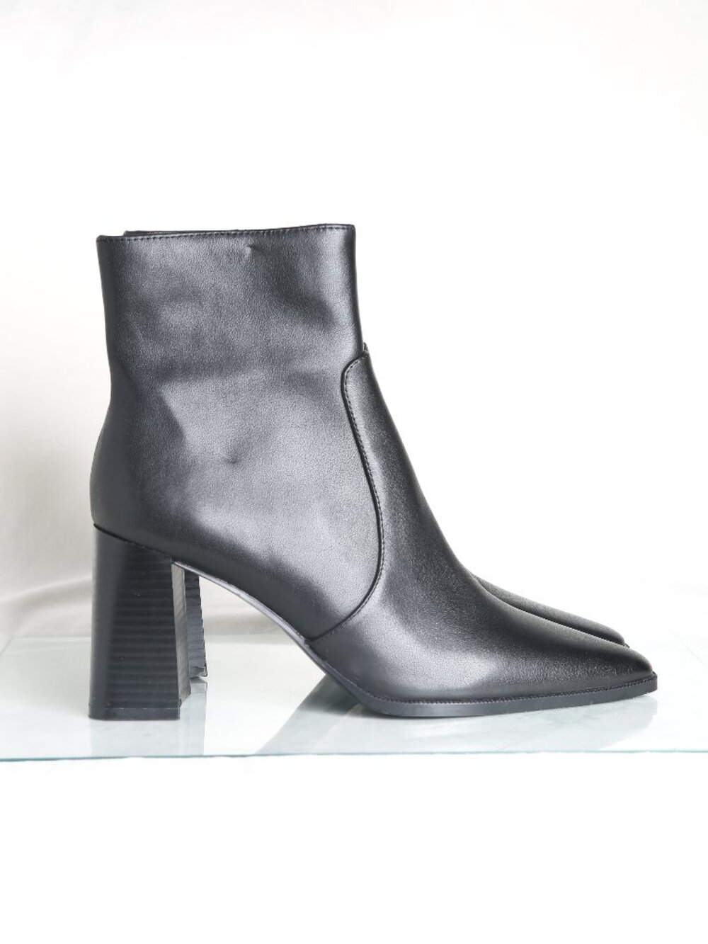 MANGO Leather Block Heel Square Toe Ankle Boots - Picture 2 of 15